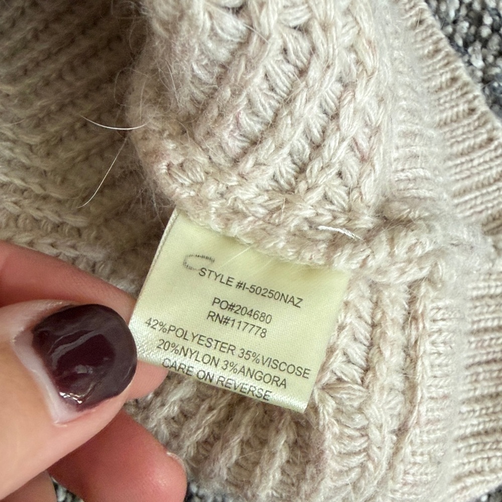 lovestitch Cream Ribbed Cowl Neck Sweater - Picture 5 of 5